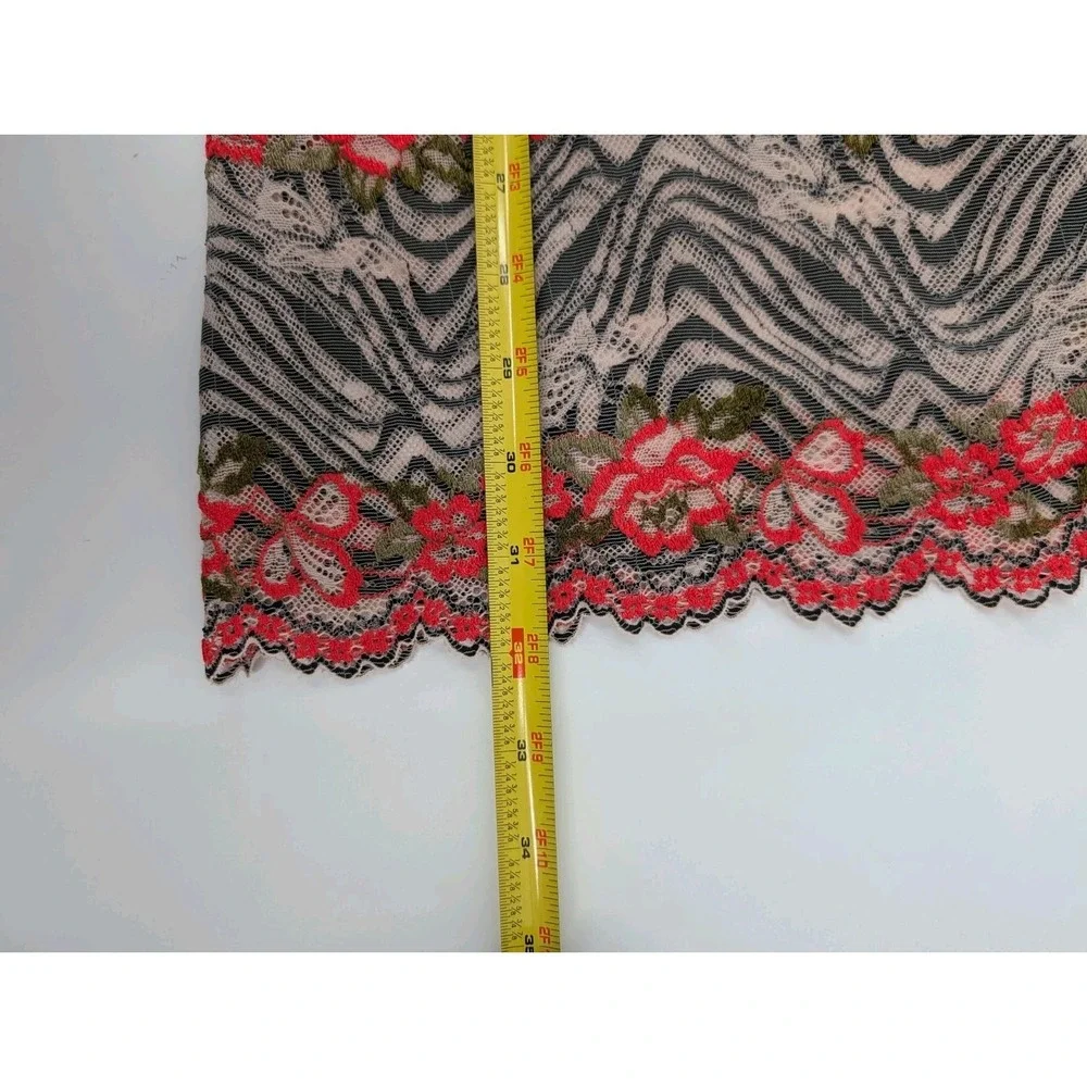 Josie Natori Floral Zebra Sheer Slip Dress Mini Stretch Size‎ S Festival Party